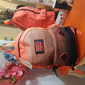 NWT New Superdry Knit Hot Orange & Black Modern Backpack